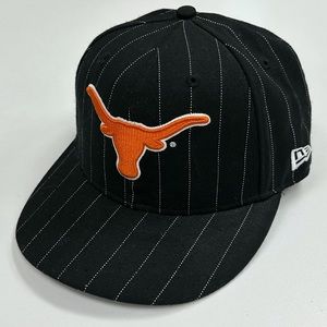 New Era Texas Longhorns Fitted Hat Basketball Football 7 1/4 59fifty Pin Stripe